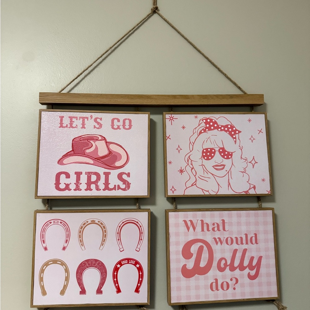 Pink and White Wall Decor Set